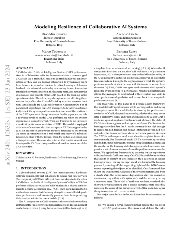 (PDF) Modeling Resilience of Collaborative AI Systems