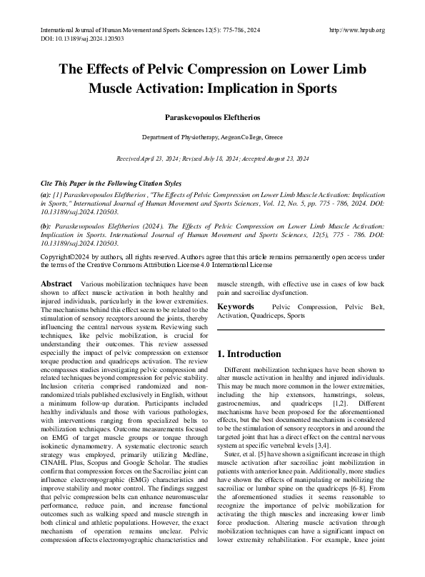 (PDF) The Effects of Pelvic Compression on Lower Limb Muscle Activation ...