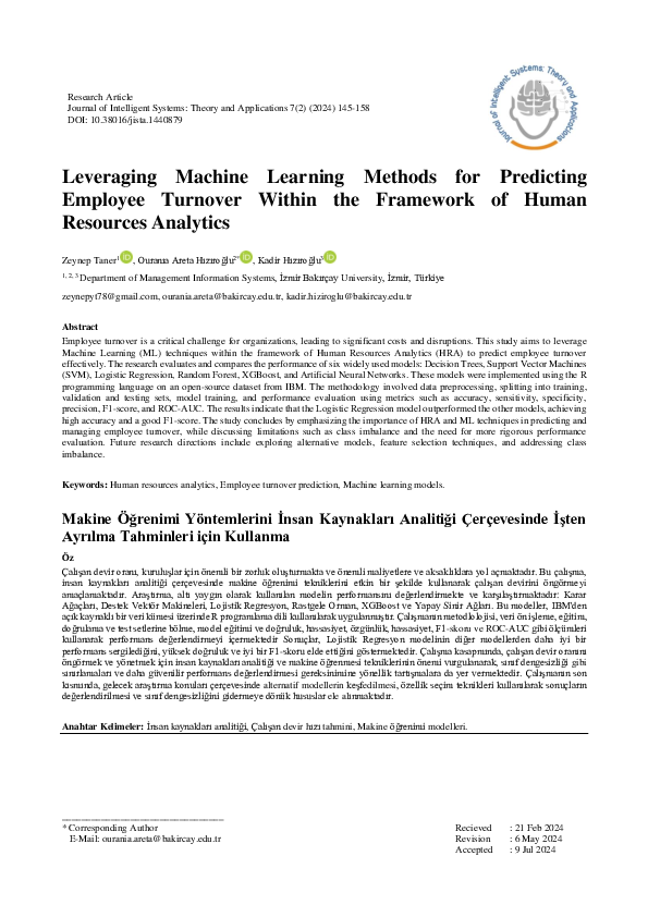 (PDF) Leveraging Machine Learning Methods for Predicting Employee ...