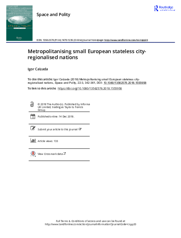 (PDF) Metropolitanising small European stateless city-regionalised nations