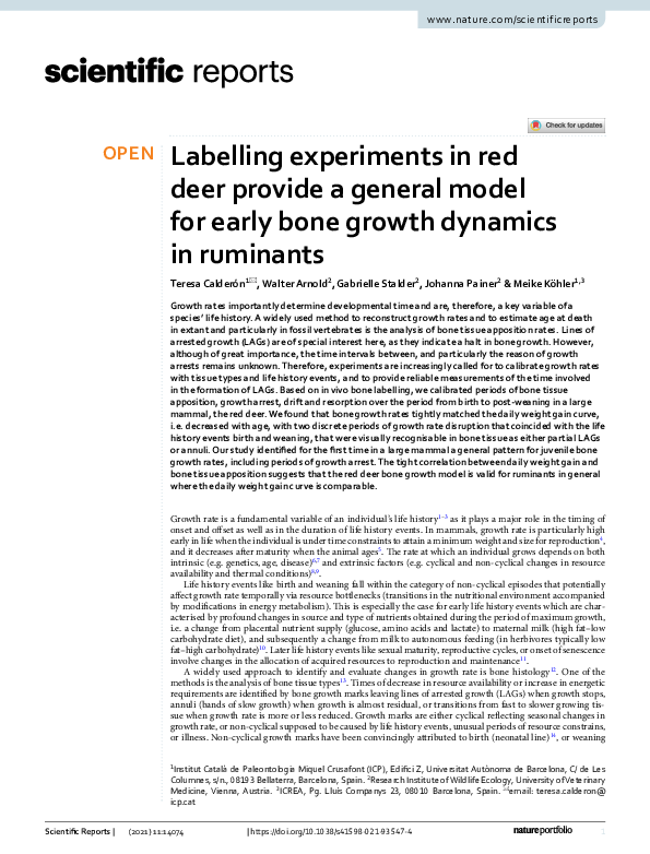 (PDF) Labelling experiments in red deer provide a general model for ...