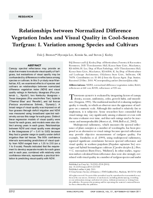(PDF) Relationships between Normalized Difference Vegetation Index and ...