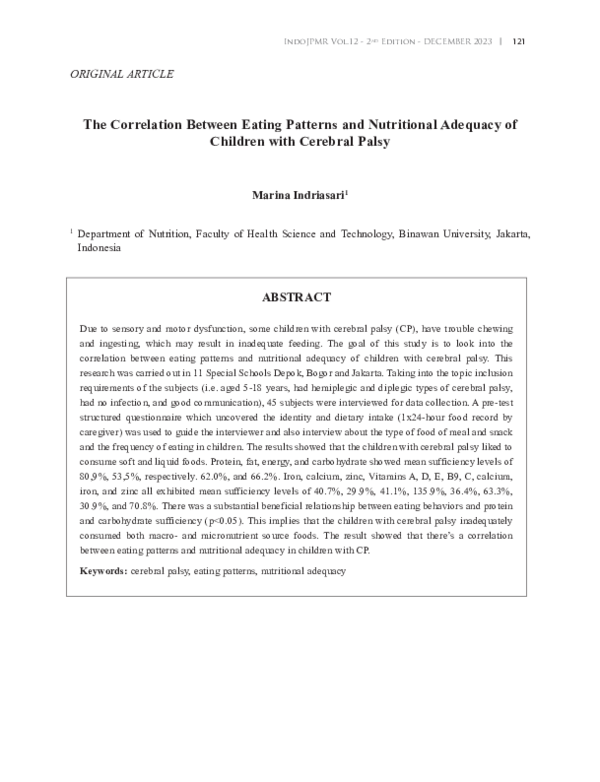 (PDF) The Correlation Between Eating Patterns and Nutritional Adequacy ...