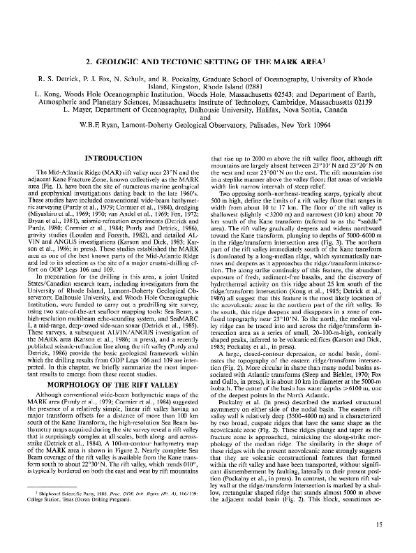 (PDF) Geologic and Tectonic Setting of the MARK Area