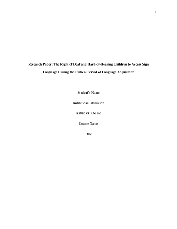 (PDF) Research Paper: The Right of Deaf and Hard-of-Hearing Children to ...