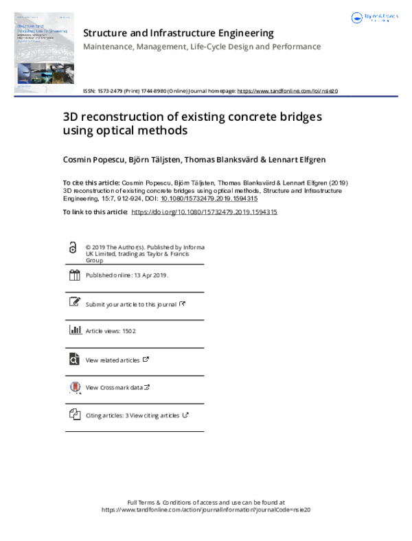 (PDF) 3D reconstruction of existing concrete bridges using optical methods