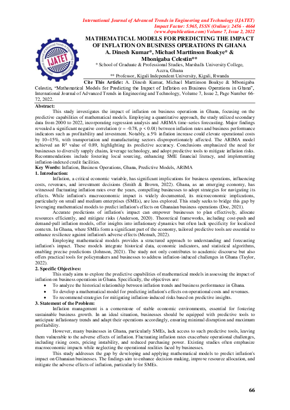 (PDF) MATHEMATICAL MODELS FOR PREDICTING THE IMPACT OF INFLATION ON ...
