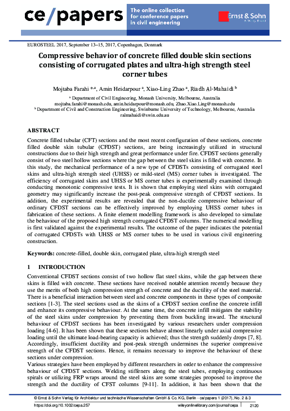 (PDF) Compressive behavior of concrete filled double skin sections ...
