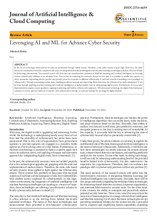 (PDF) Leveraging AI and ML for Advance Cyber Security