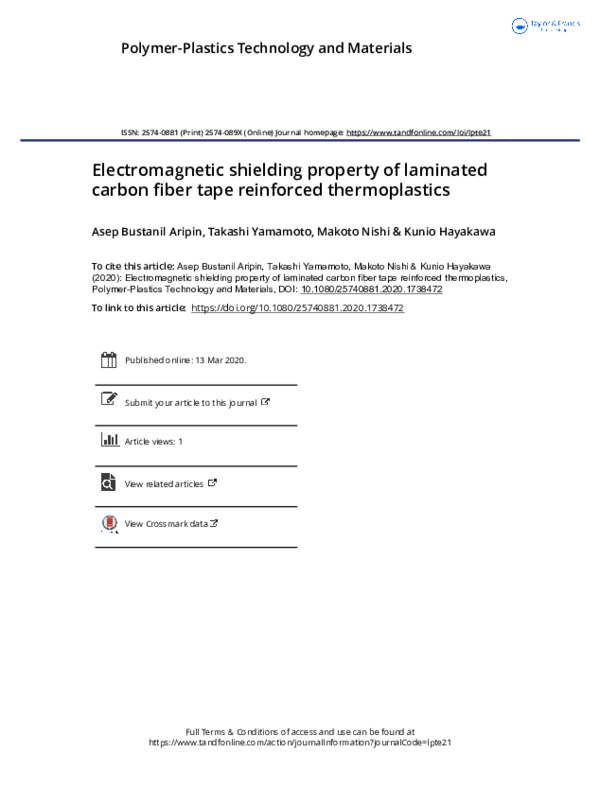 (PDF) Electromagnetic shielding property of laminated carbon fiber tape ...