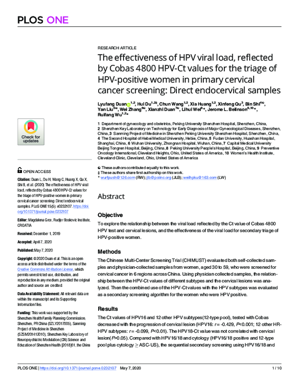 (PDF) The effectiveness of HPV viral load, reflected by Cobas 4800 HPV ...