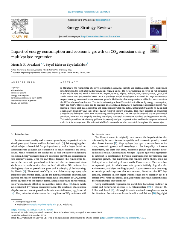 (PDF) Impact of energy consumption and economic growth on CO2 emission ...