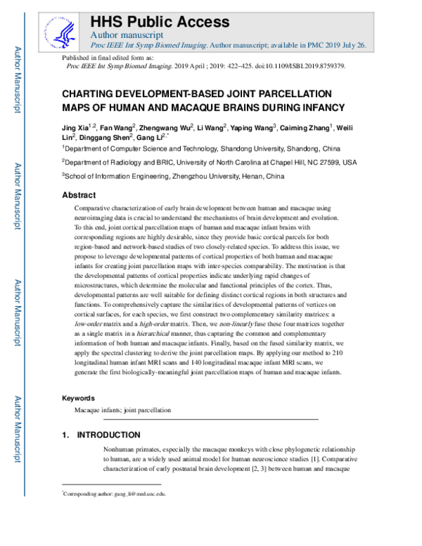 (PDF) Charting Development-Based Joint Parcellation Maps Of Human and ...