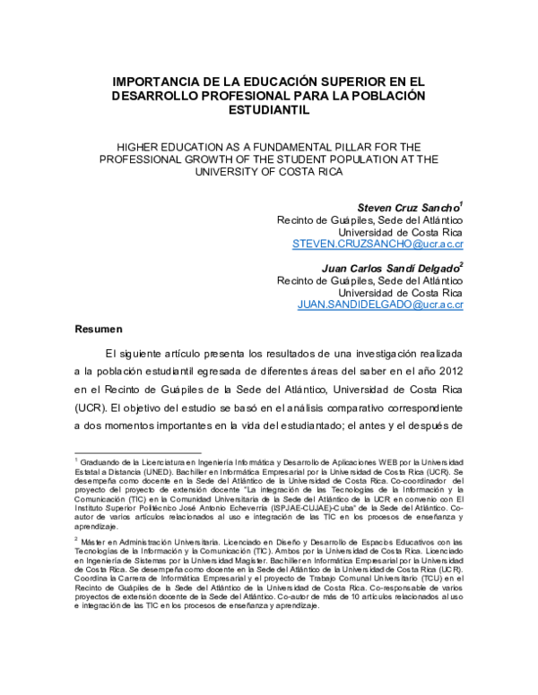 (PDF) Importancia de la educación superior en el desarrollo profesional ...