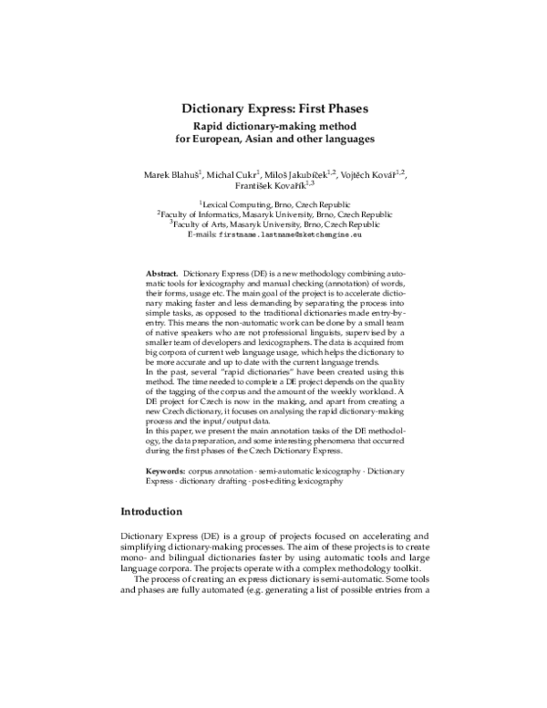 (PDF) Dictionary Express: First Phases Rapid dictionary-making method ...