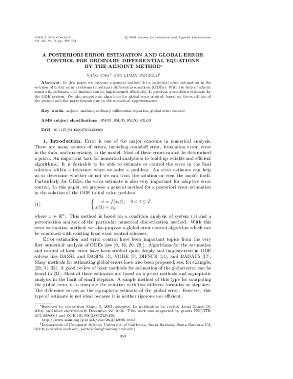 (PDF) A Posteriori Error Estimation and Global Error Control for ...