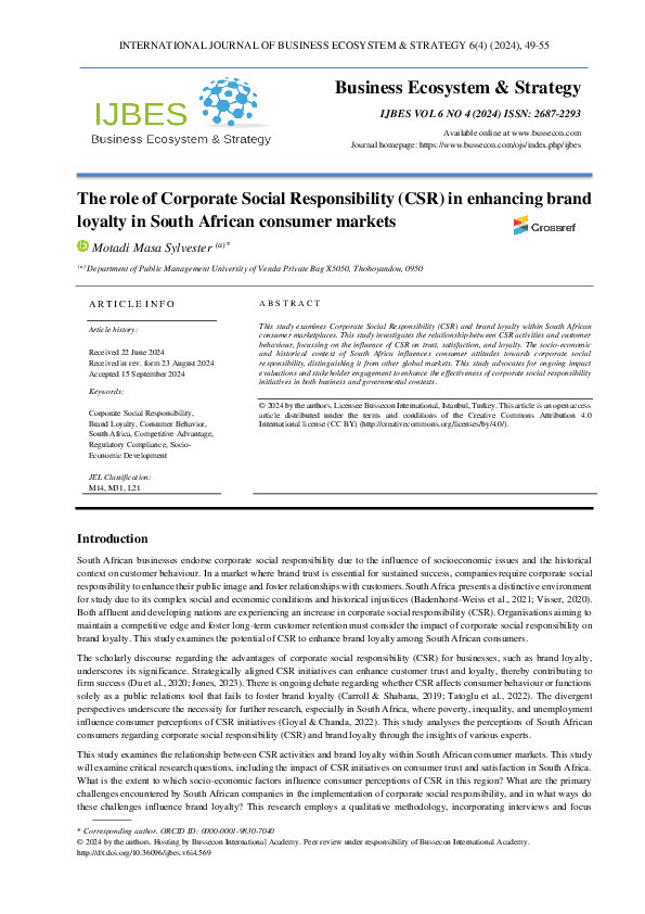 (PDF) The role of Corporate Social Responsibility (CSR) in enhancing ...