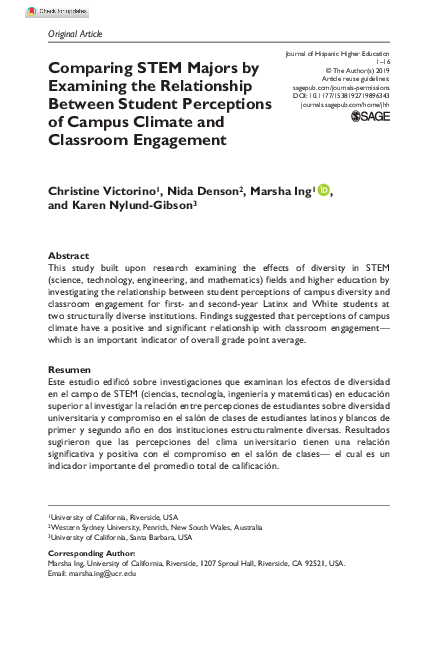 (PDF) Comparing STEM Majors by Examining the Relationship Between ...