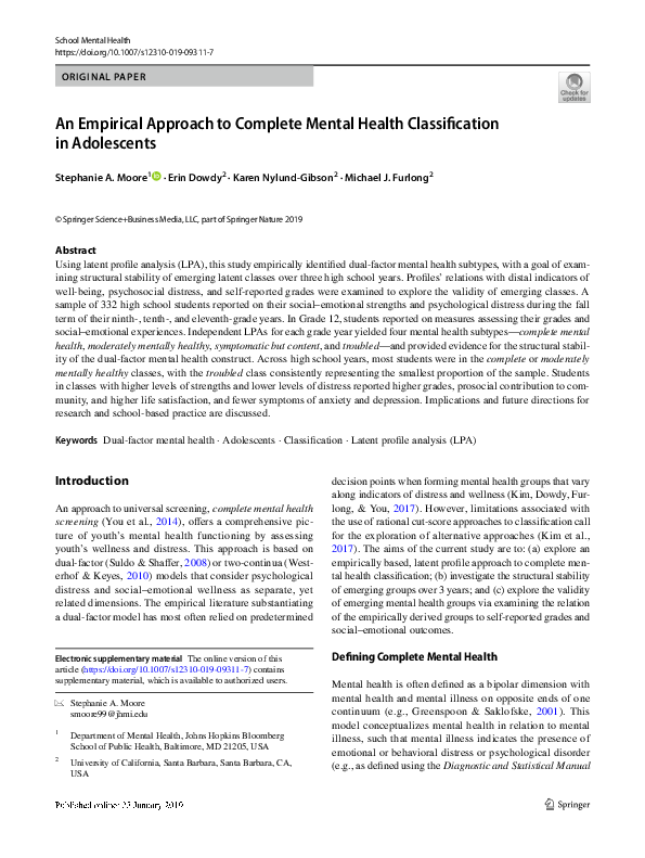 (PDF) An Empirical Approach to Complete Mental Health Classification in ...