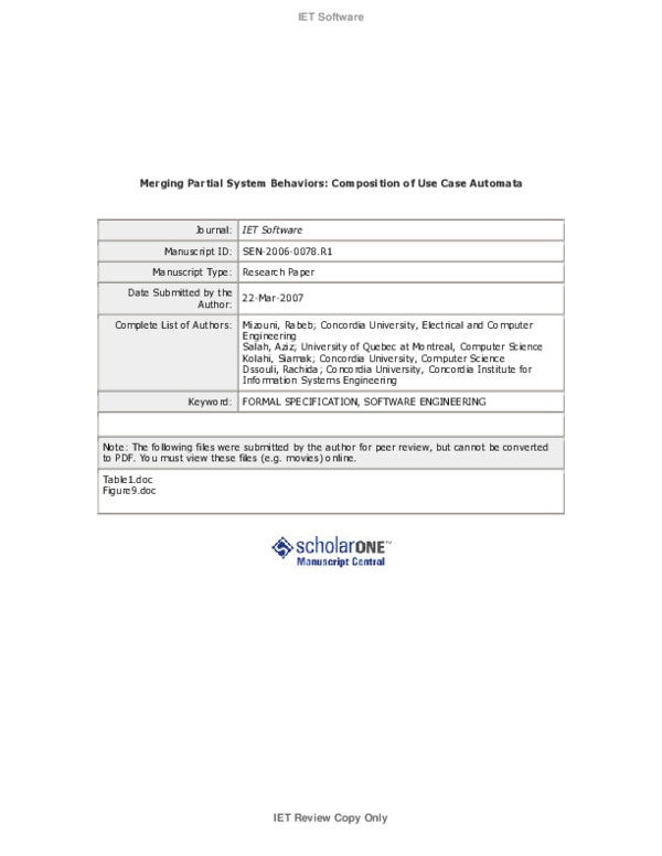 (PDF) Merging partial system behaviours: composition of use-case automata