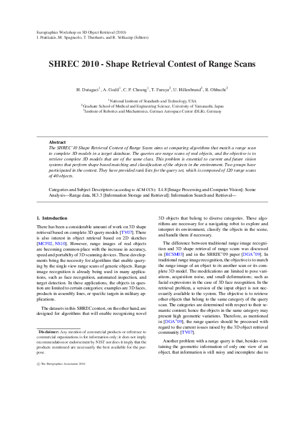 (PDF) Shrec 2010-shape retrieval contest of range scans