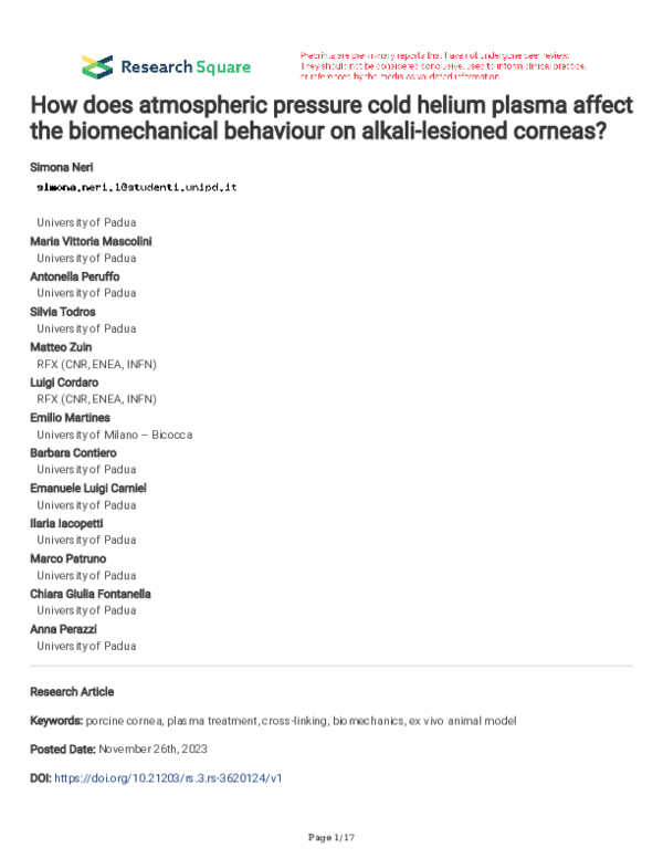(PDF) How does atmospheric pressure cold helium plasma affect the ...