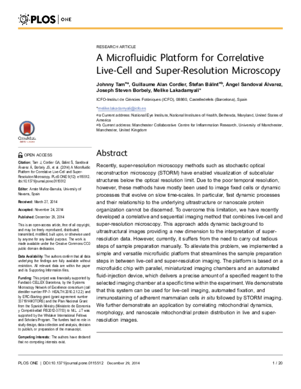 (PDF) A Microfluidic Platform for Correlative Live-Cell and Super ...