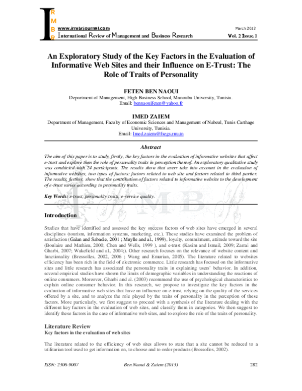 (PDF) An Exploratory Study of the Key Factors in the Evaluation of ...