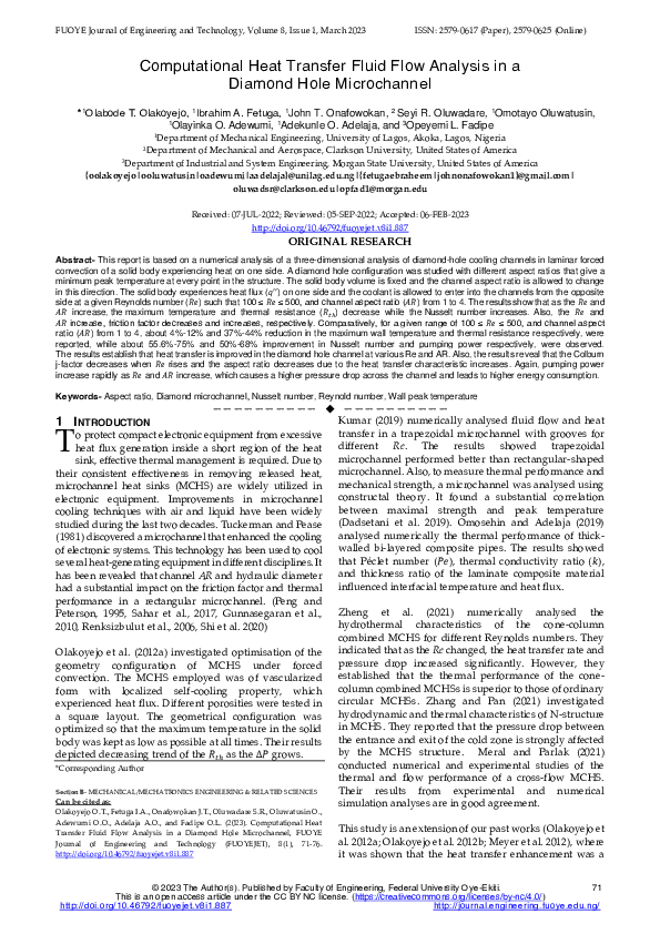(PDF) Computational Heat Transfer Fluid Flow Analysis in a Diamond Hole ...