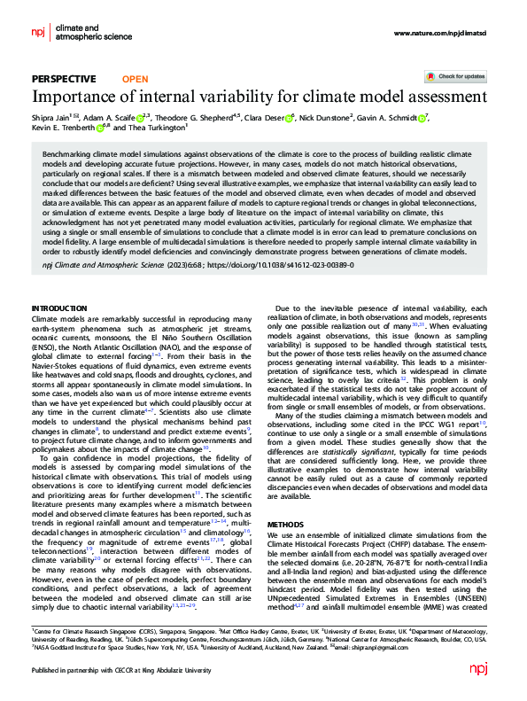 (PDF) Importance of internal variability for climate model assessment