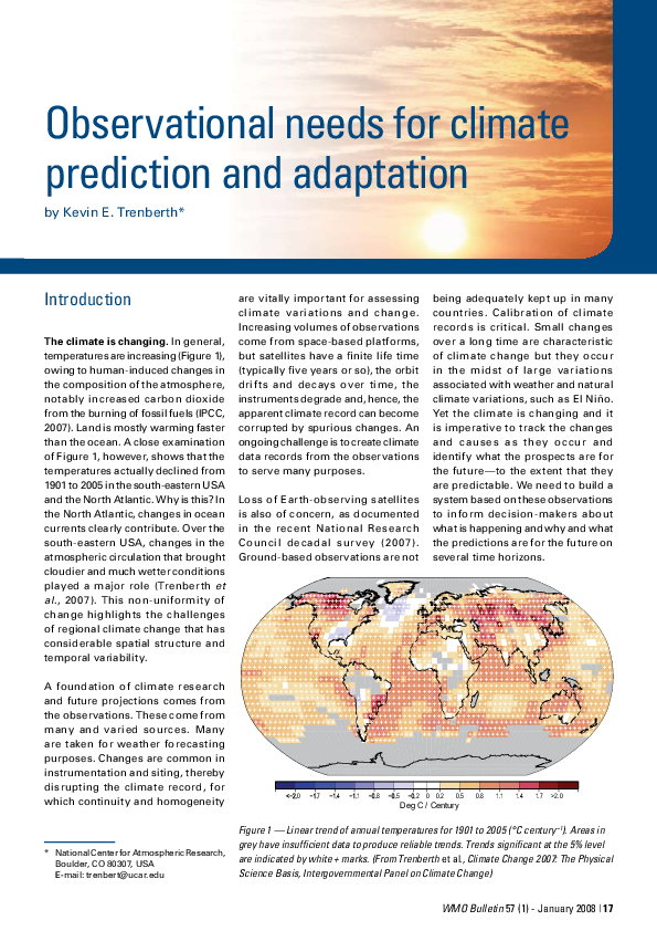 (PDF) Observational needs for climate prediction and adaptation