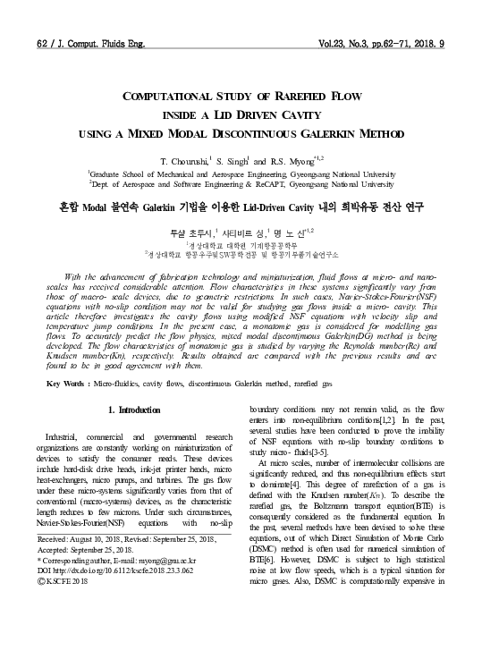 (PDF) Computational Study of Rarefied Flow Inside a Lid Driven Cavity ...