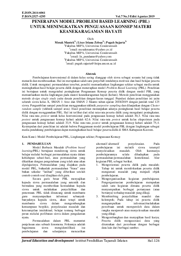 (PDF) Penerapan Model Problem Based Learning (PBL) Untuk Meningkatkan ...