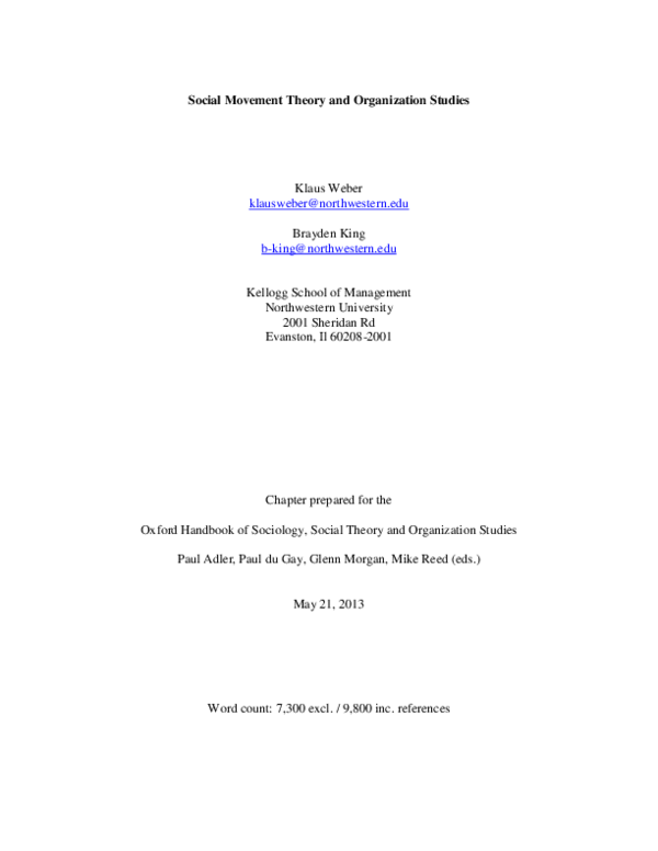 (PDF) The Oxford Handbook of Sociology, Social Theory, and Organization ...