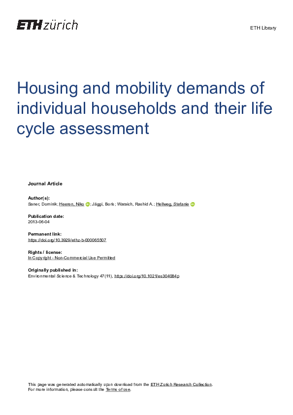 (PDF) Housing and Mobility Demands of Individual Households and their ...