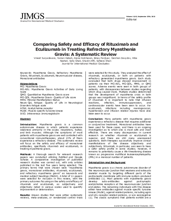 (PDF) Comparing Safety and Efficacy of Rituximab and Eculizumab in ...