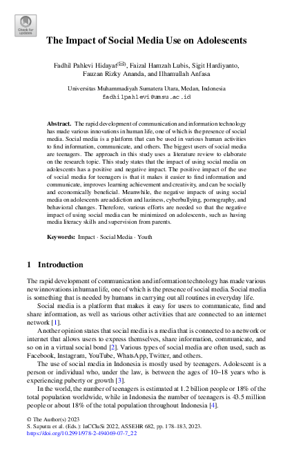 (PDF) The Impact of Social Media Use on Adolescents