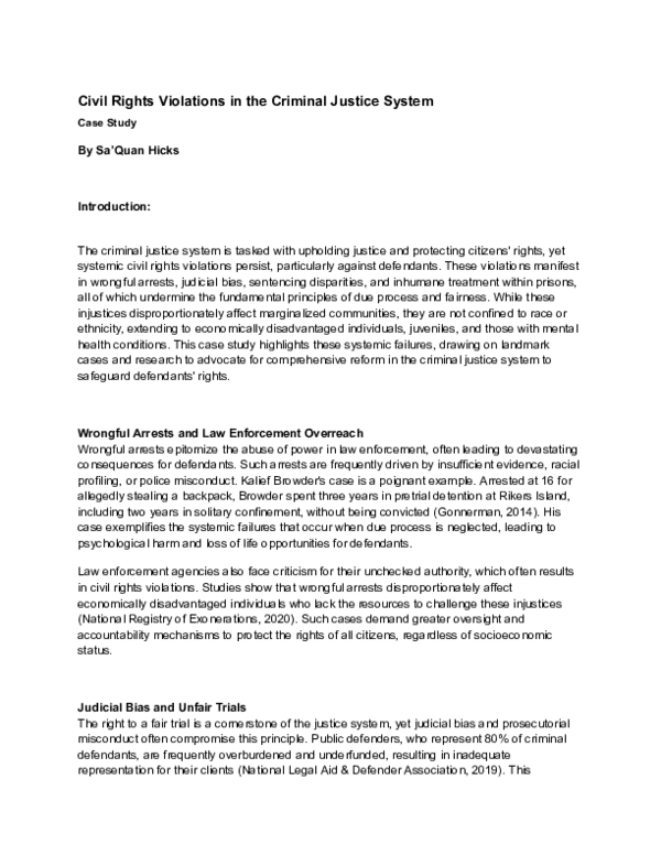 (PDF) Civil Rights Violations in the Criminal Justice System