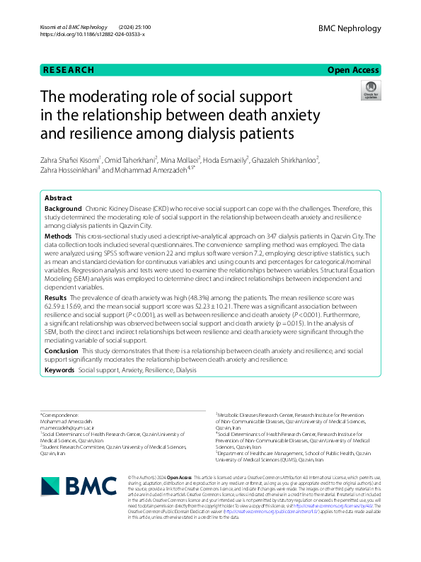 (PDF) The moderating role of social support in the relationship between ...