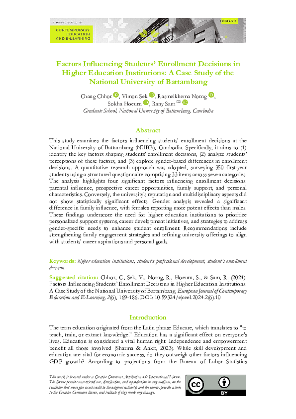 (PDF) Factors Influencing Students' Enrollment Decisions in Higher ...