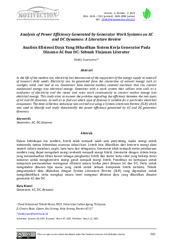 (PDF) Analysis of Power Efficiency Produced by AC and DC Generators: A ...
