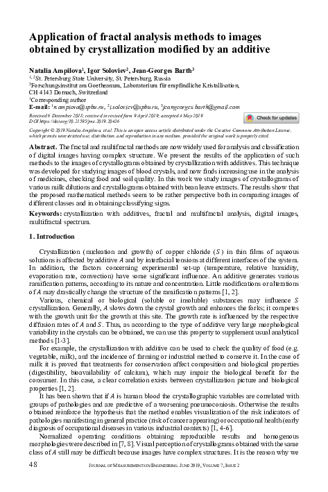 (PDF) Application of fractal analysis methods to images obtained by ...