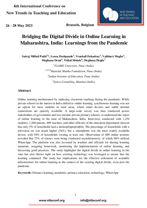 (PDF) Bridging the Digital Divide in Online Learning in Maharashtra ...