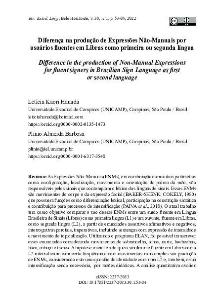 (PDF) Diferença na produção de Expressões Não-Manuais por usuários ...