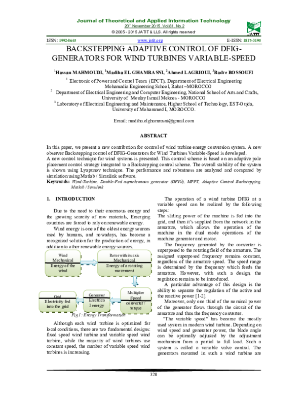 (PDF) Backstepping Adaptive Control of Dfig- Generators for Wind ...