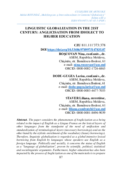 (PDF) Linguistic globalization in the 21st century: anglicisation from ...