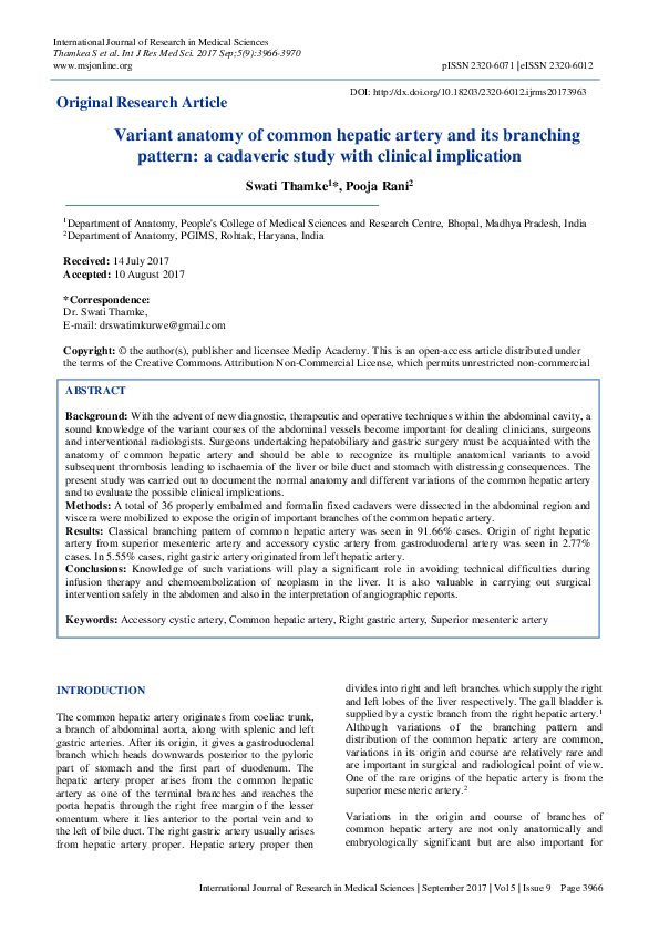 (PDF) Variant anatomy of common hepatic artery and its branching ...