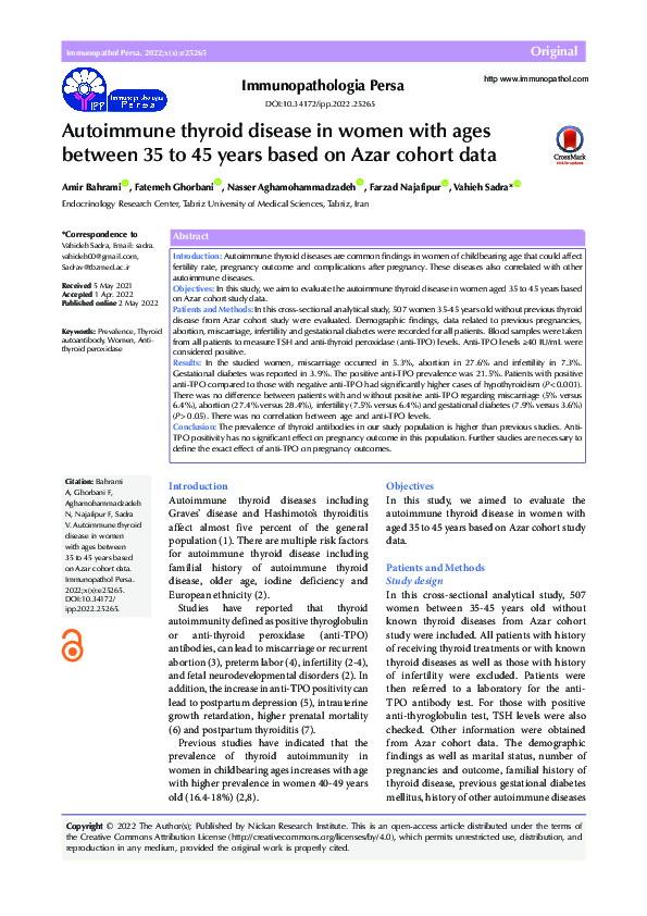 (PDF) Autoimmune thyroid disease in women with ages between 35 to 45 ...
