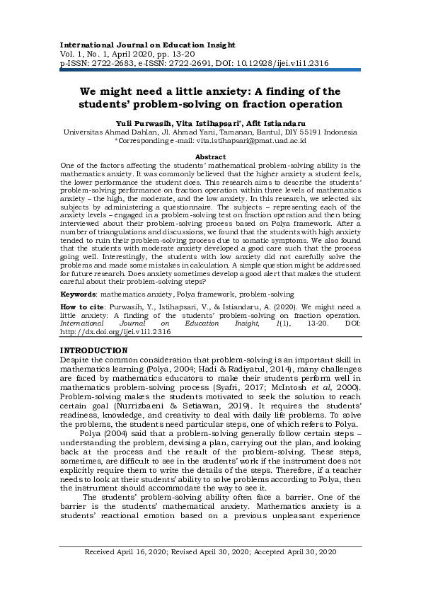 (PDF) We might need a little anxiety: A finding of the students ...