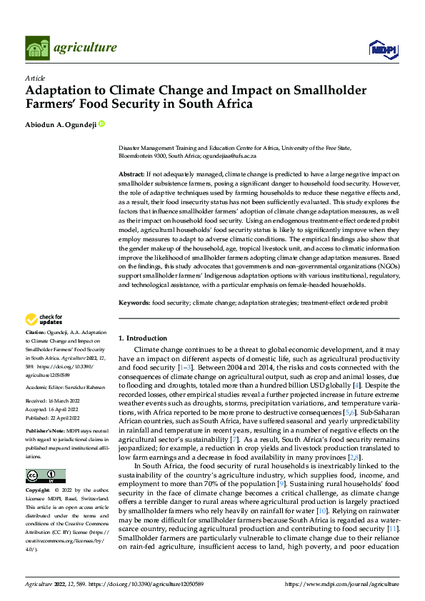 (PDF) Adaptation to Climate Change and Impact on Smallholder Farmers ...